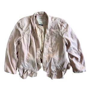Anthropologie Cartonnier blush pink ruffled blazer Size M